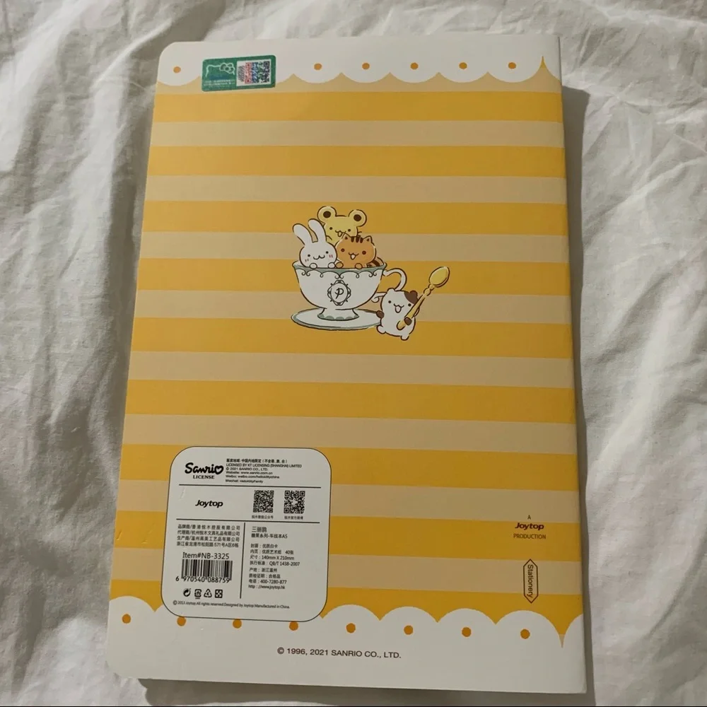 Pompompurin Yellow Medium-Sized Paperback Notebook with Free Sticker Sheet